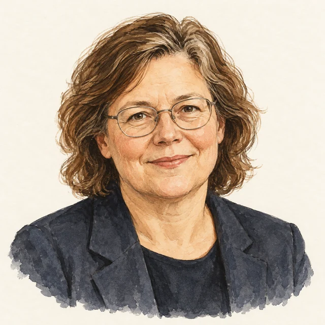 Illustrated portrait of Anne L’Huillier