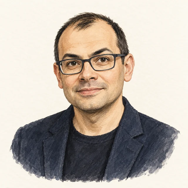 Illustrated portrait of Demis Hassabis