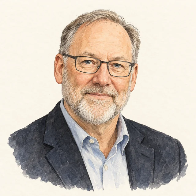Illustrated portrait of Fred Ramsdell