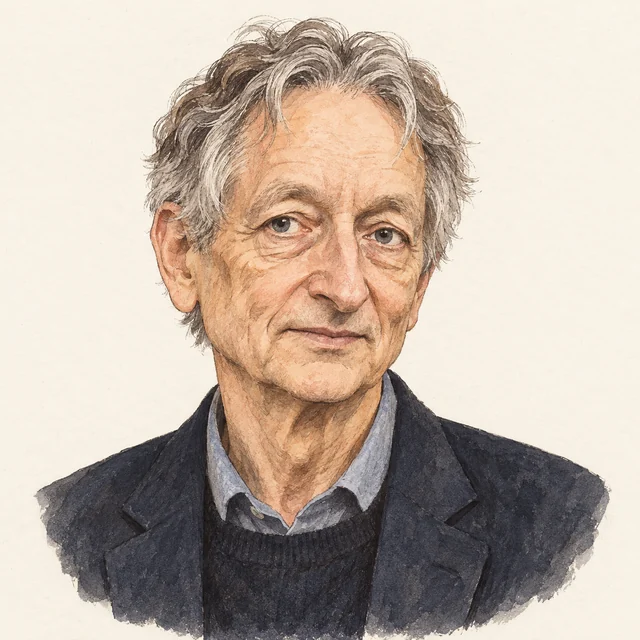 Illustrated portrait of Geoffrey Hinton