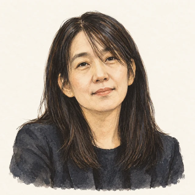 Illustrated portrait of Han Kang