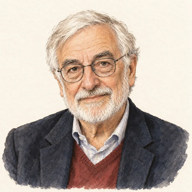 Illustrated portrait of Joel Mokyr