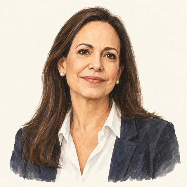 Illustrated portrait of Maria Corina Machado
