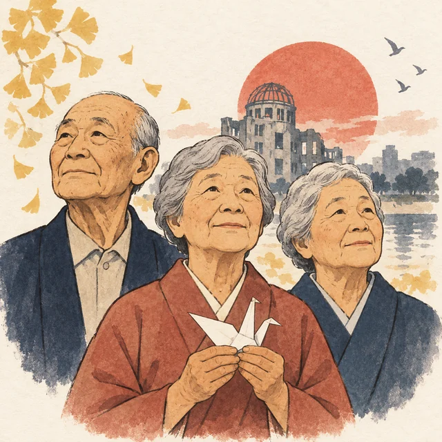 Symbolic illustration of survivors representing Nihon Hidankyo