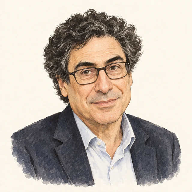 Illustrated portrait of Philippe Aghion