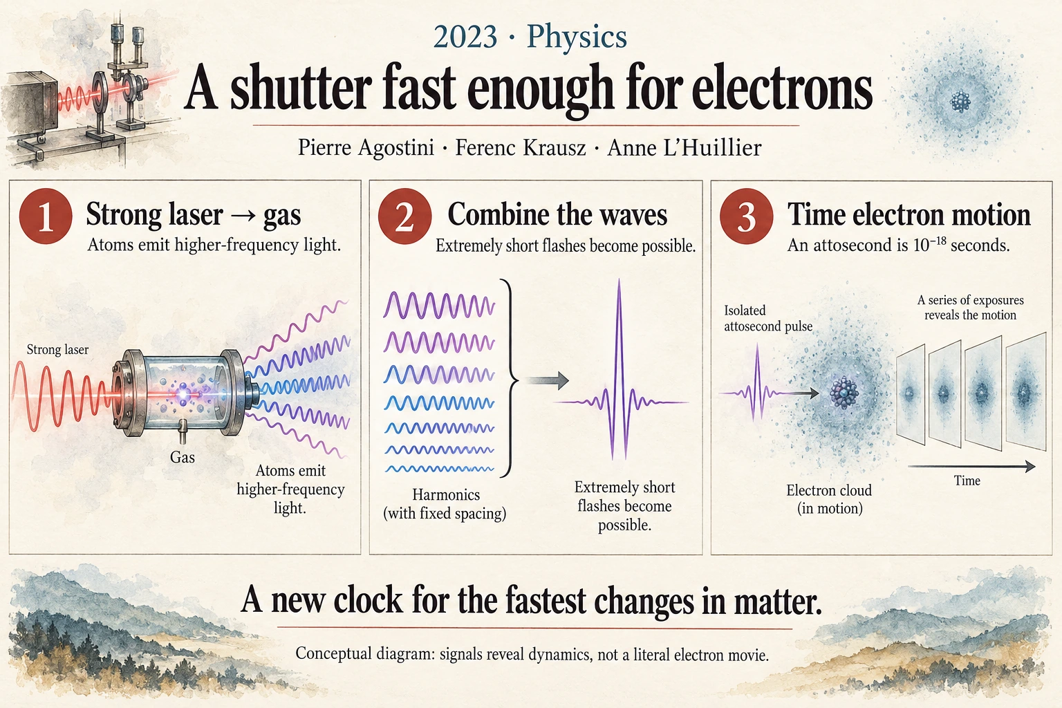 Infographic explaining A shutter fast enough for electrons
